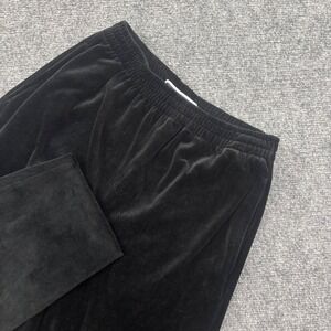 Jennifer‎ Moore Velour Pants Size Small Black Elastic Waist Straight Leg Women's